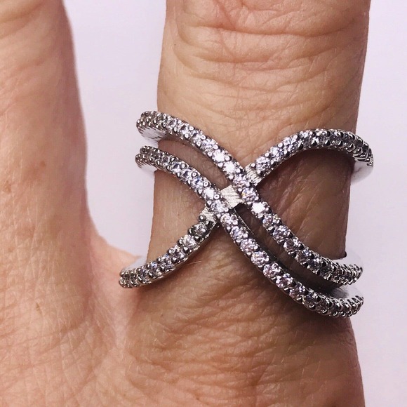 Infinity Ring Size 9 Silver Tone Rhinestone Stamped CNGM - Picture 7 of 7